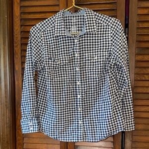 St. John's Bay Petite Navy and White Button Down Shirt
